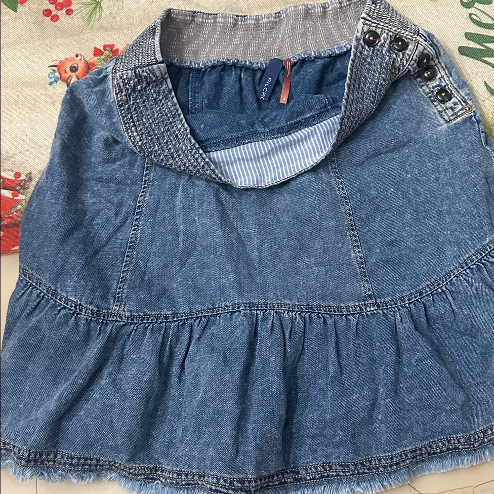 Pilcro Flounced Mini Skirt size medium light washed denim